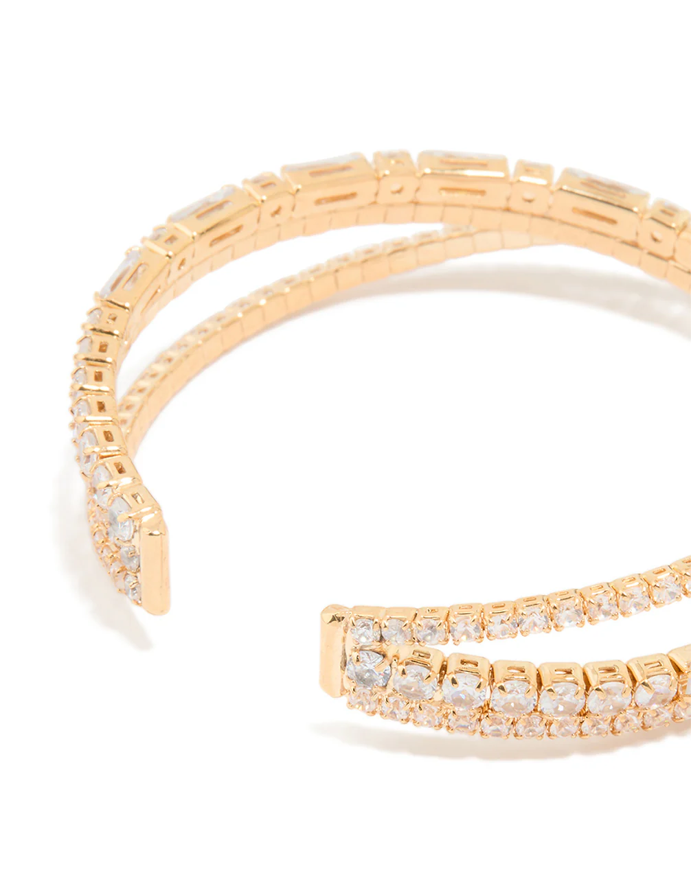 Gold Cubic Zirconia Rectangular Wrap Wrist Cuff - Image 3