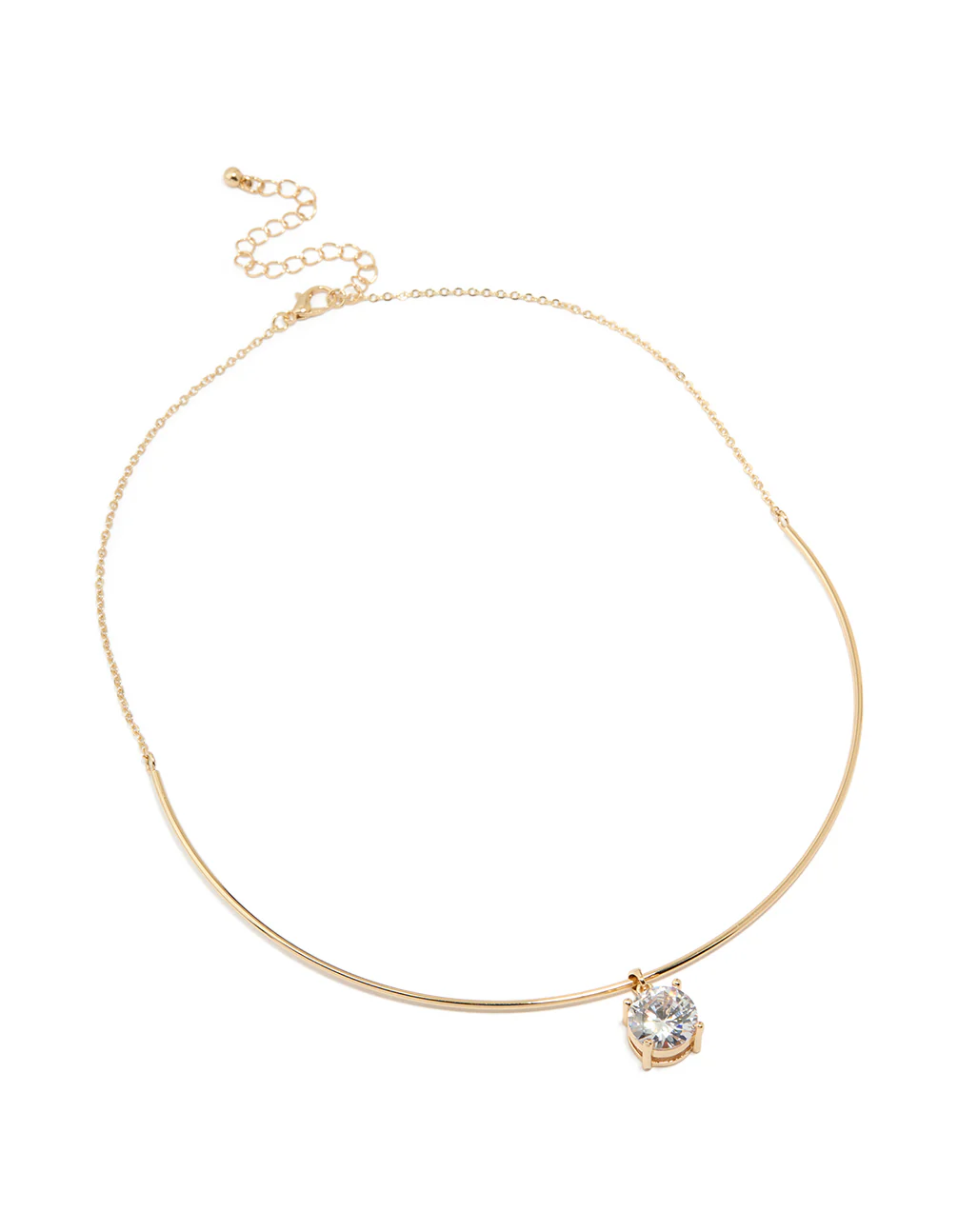 Gold Cubic Zirconia Round Pendant Necklace - Image 4