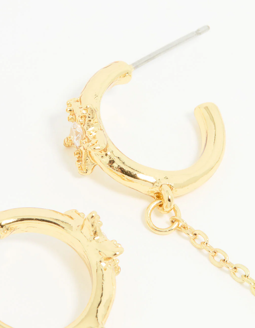 Gold Plated Cubic Zirconia Star Chain Drop Earrings - Image 4
