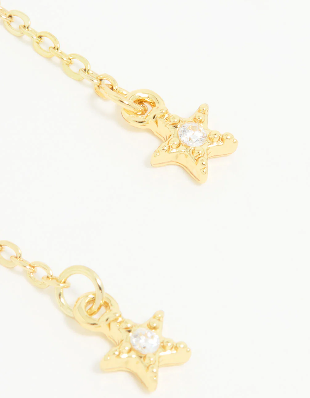 Gold Plated Cubic Zirconia Star Chain Drop Earrings - Image 5