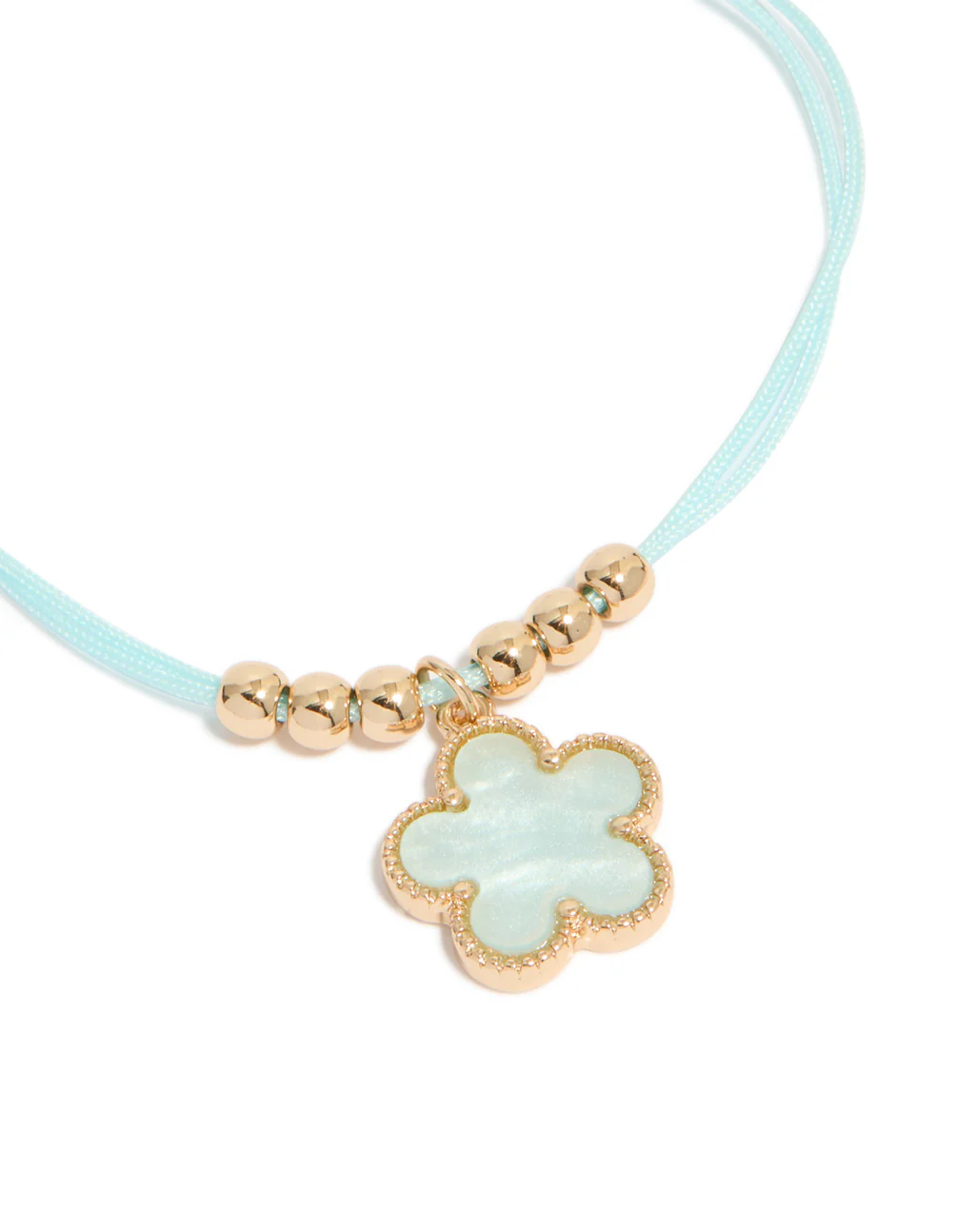 Gold Cubic Zirconia Tennis & Cord Light Blue Flower Charm Bracelets 3-Pack - Image 2