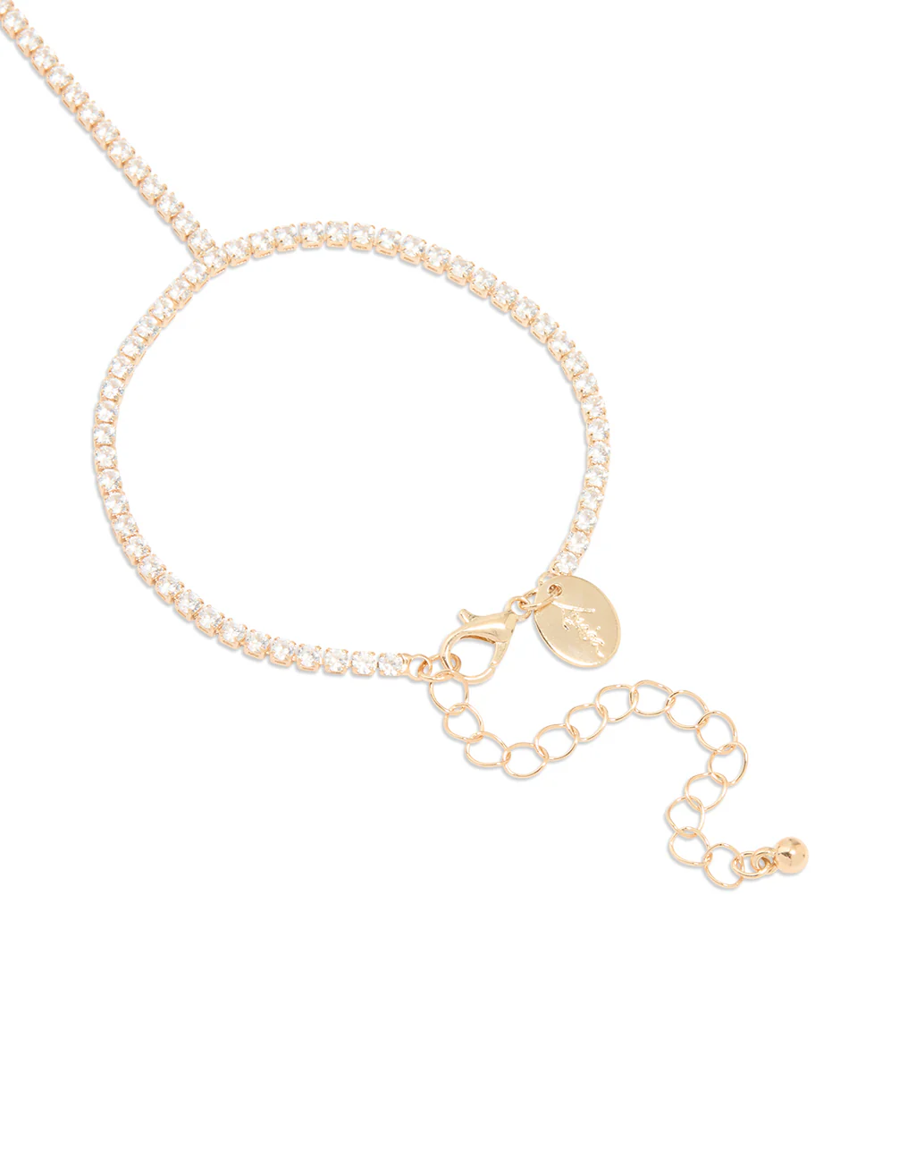 Gold Cubic Zirconia Tennis Hand Chain - Image 3
