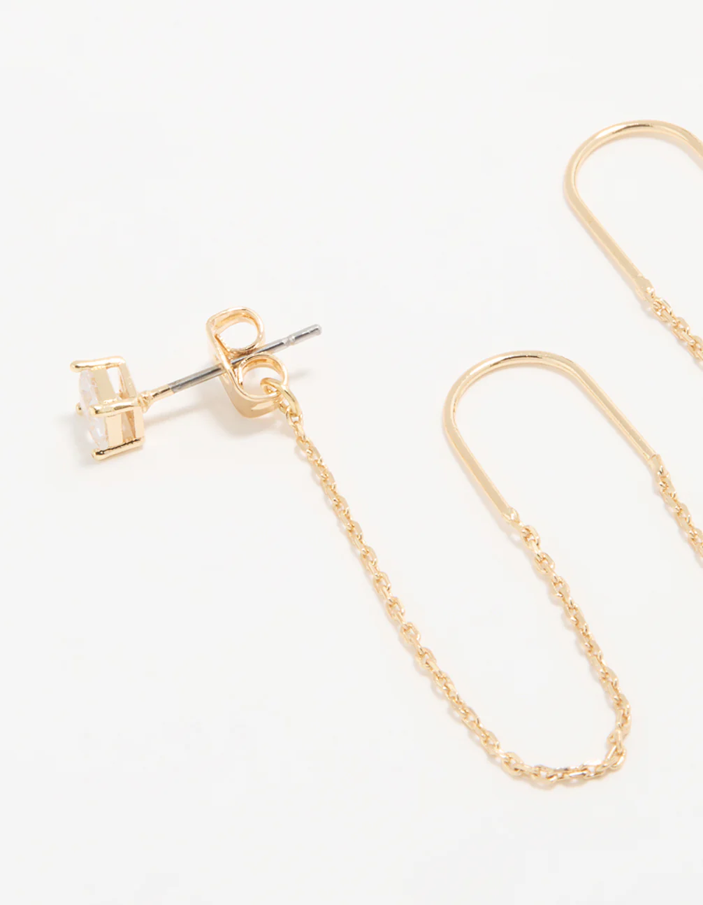 Gold Cubic Zirconia Threader Drop Earrings - Image 2