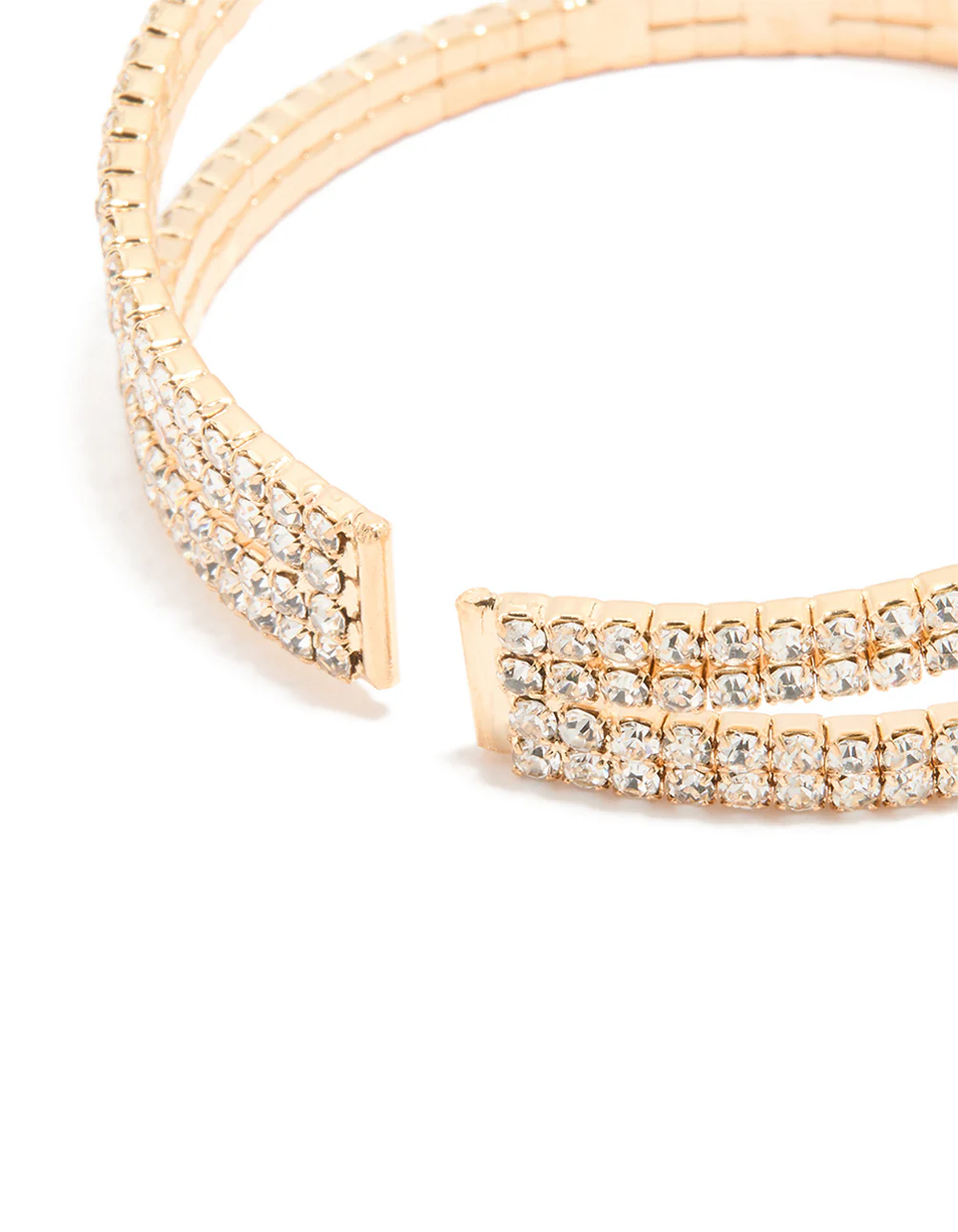 Gold Cubic Zirconia Triple Flower Wrist Cuff - Image 3