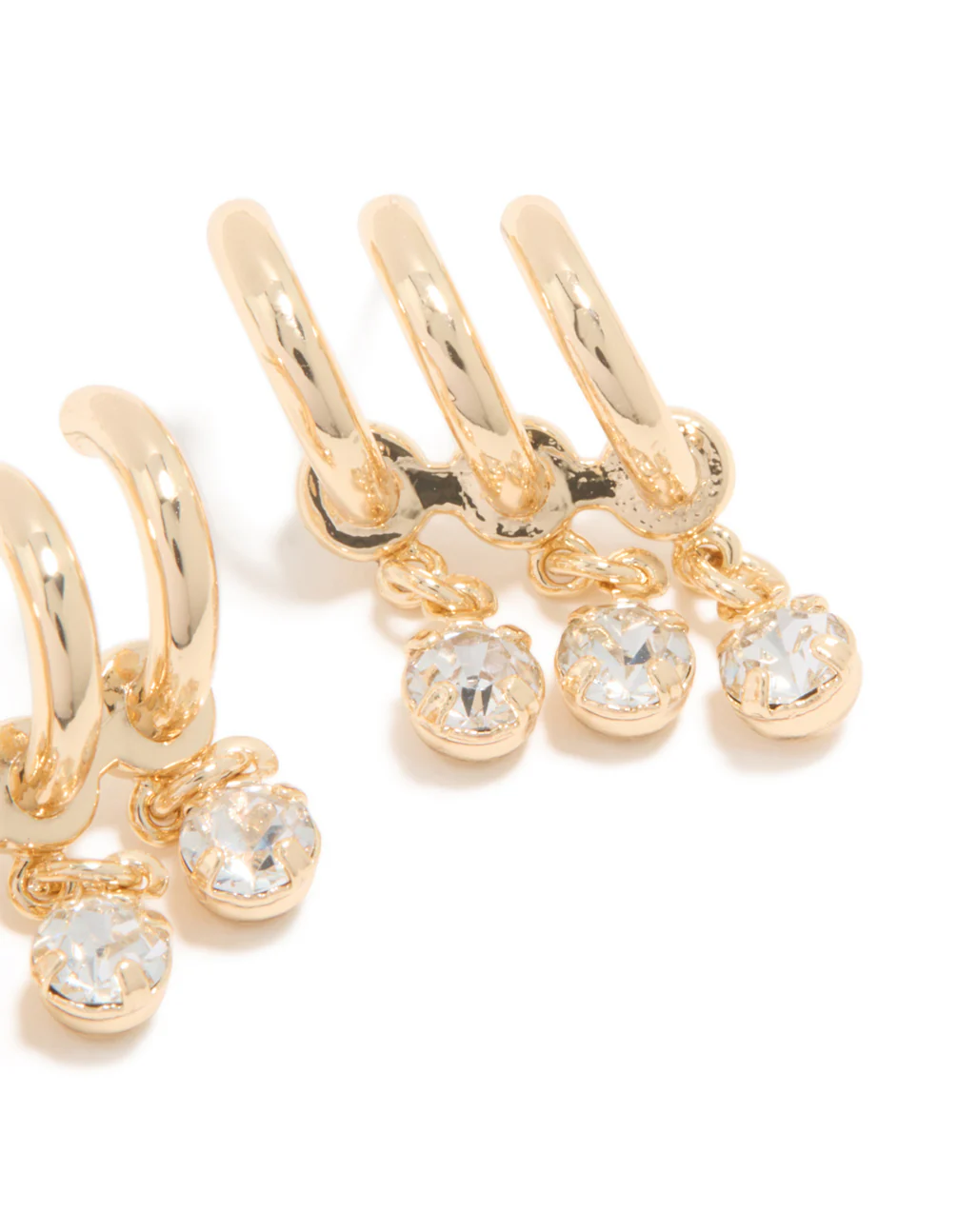 Gold Cubic Zirconia Triple Layered Earrings - Image 5