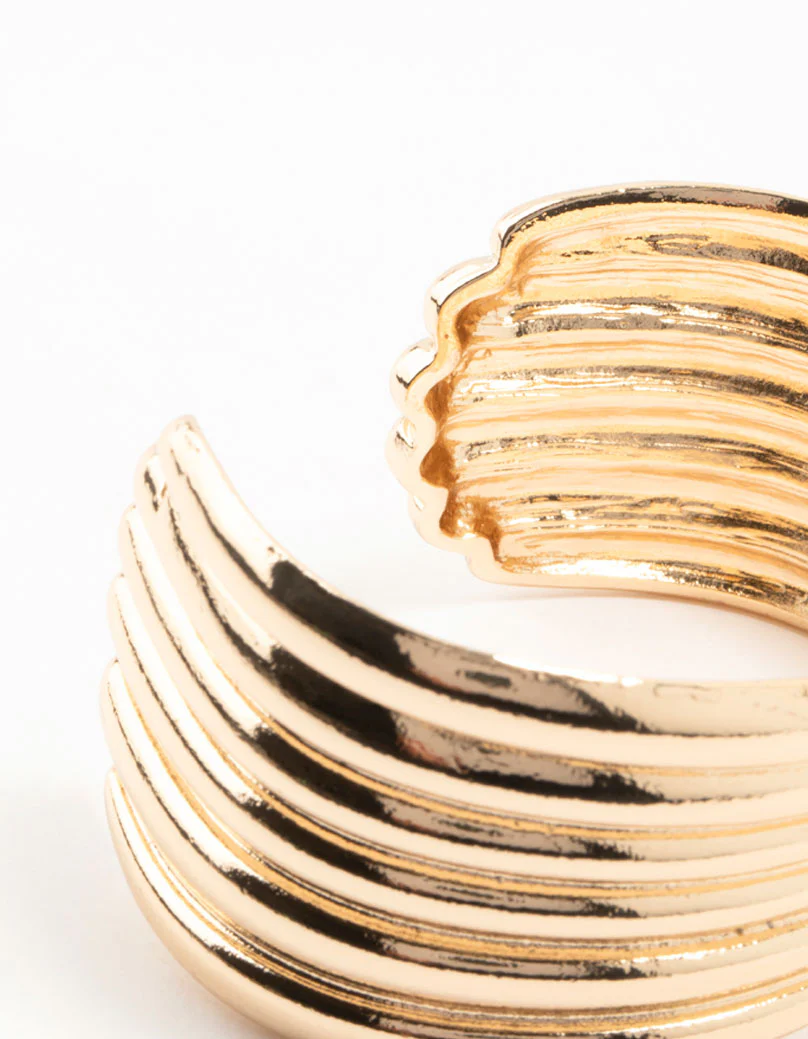 Gold Ribbed Wrist Cuff - Image 3