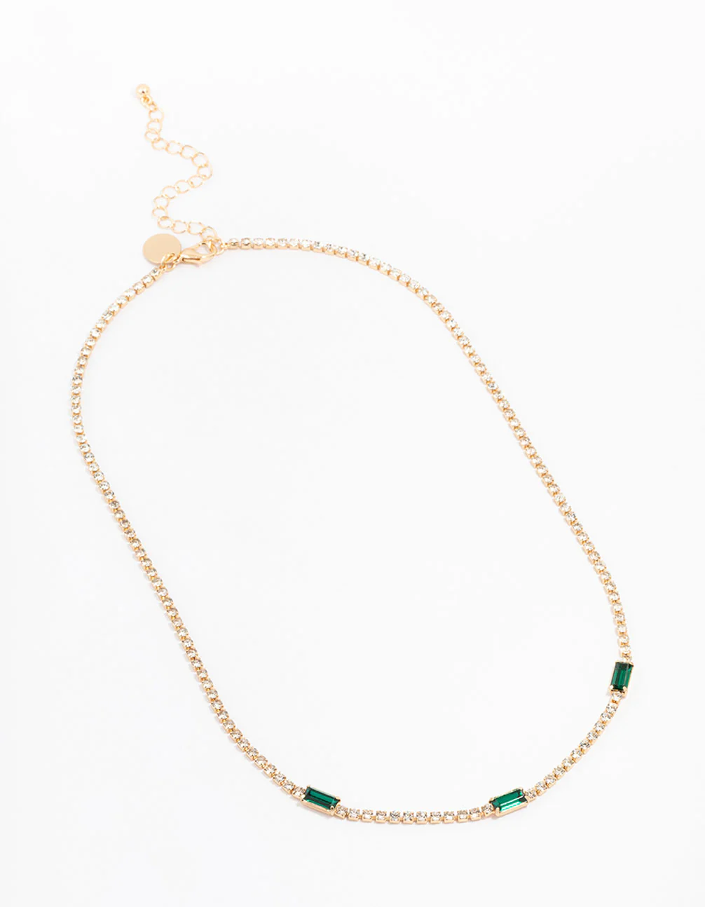Gold Cup Chain Baguette Station Necklace - Image 2