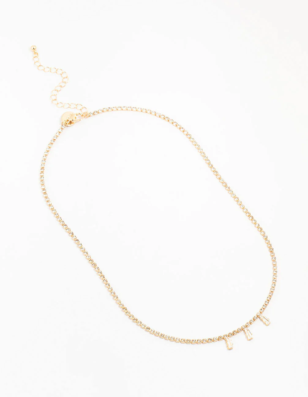 Gold Cup Chain Baguette Necklace - Image 2