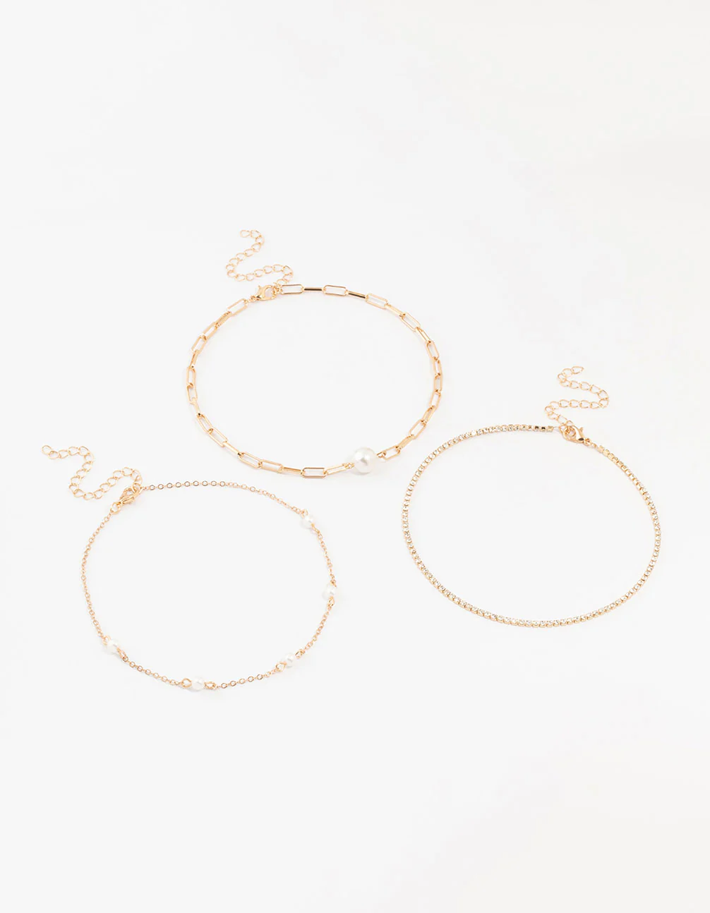 Gold Cupchain Pearl Chokers 3-Pack
