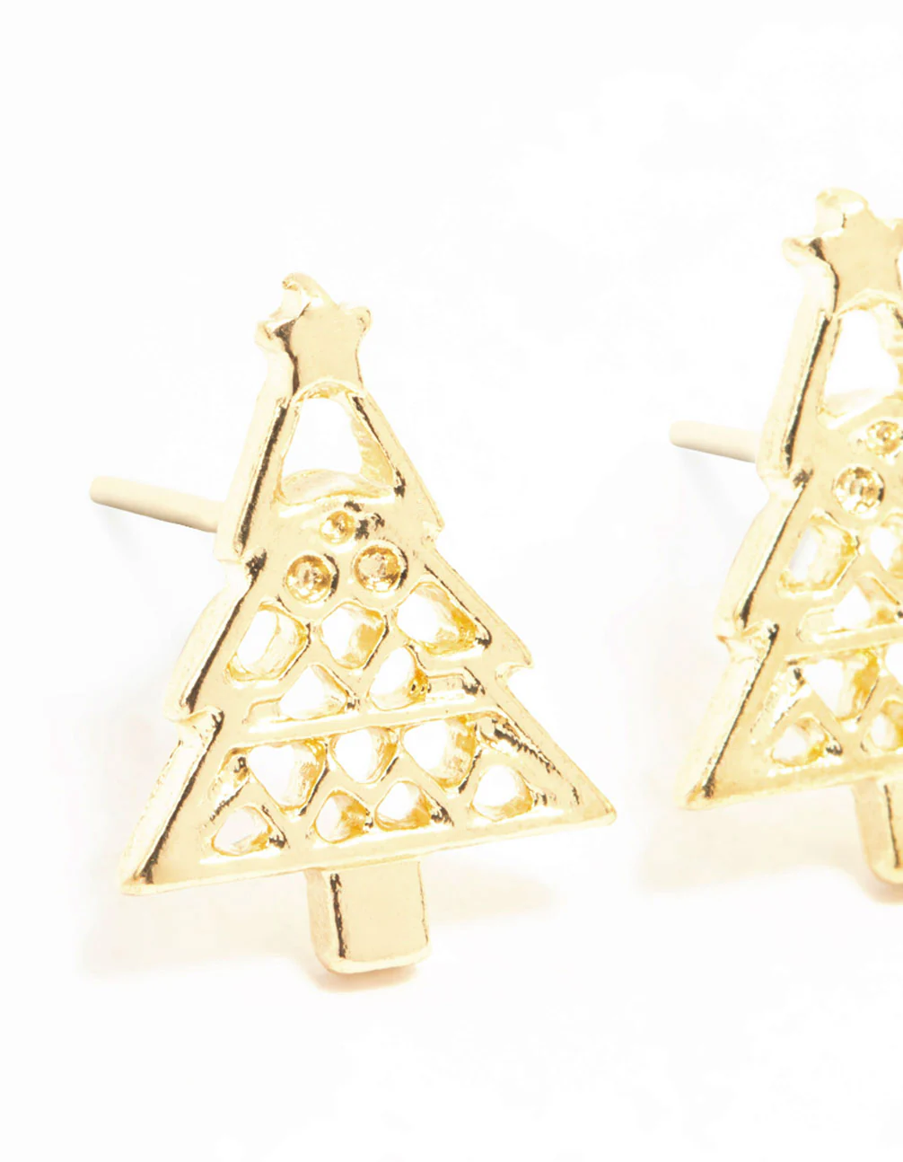 Gold Cutout Tree Stud Earrings - Image 2