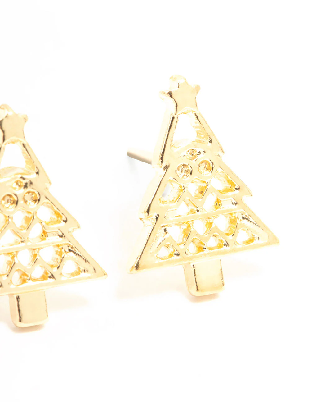 Gold Cutout Tree Stud Earrings - Image 3