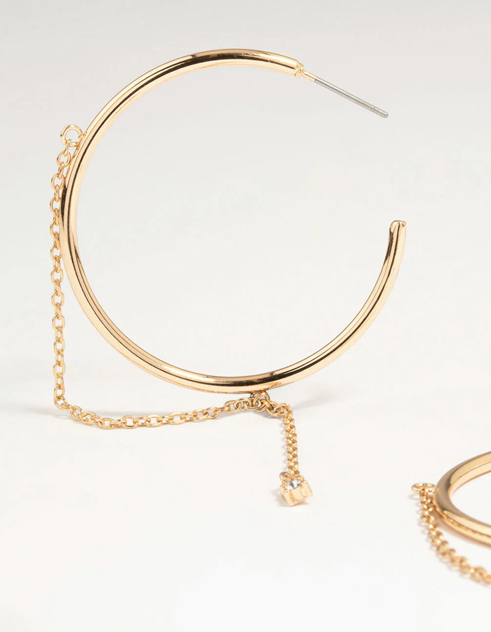 Gold Dainty Chain Hoop Earrings - Image 4