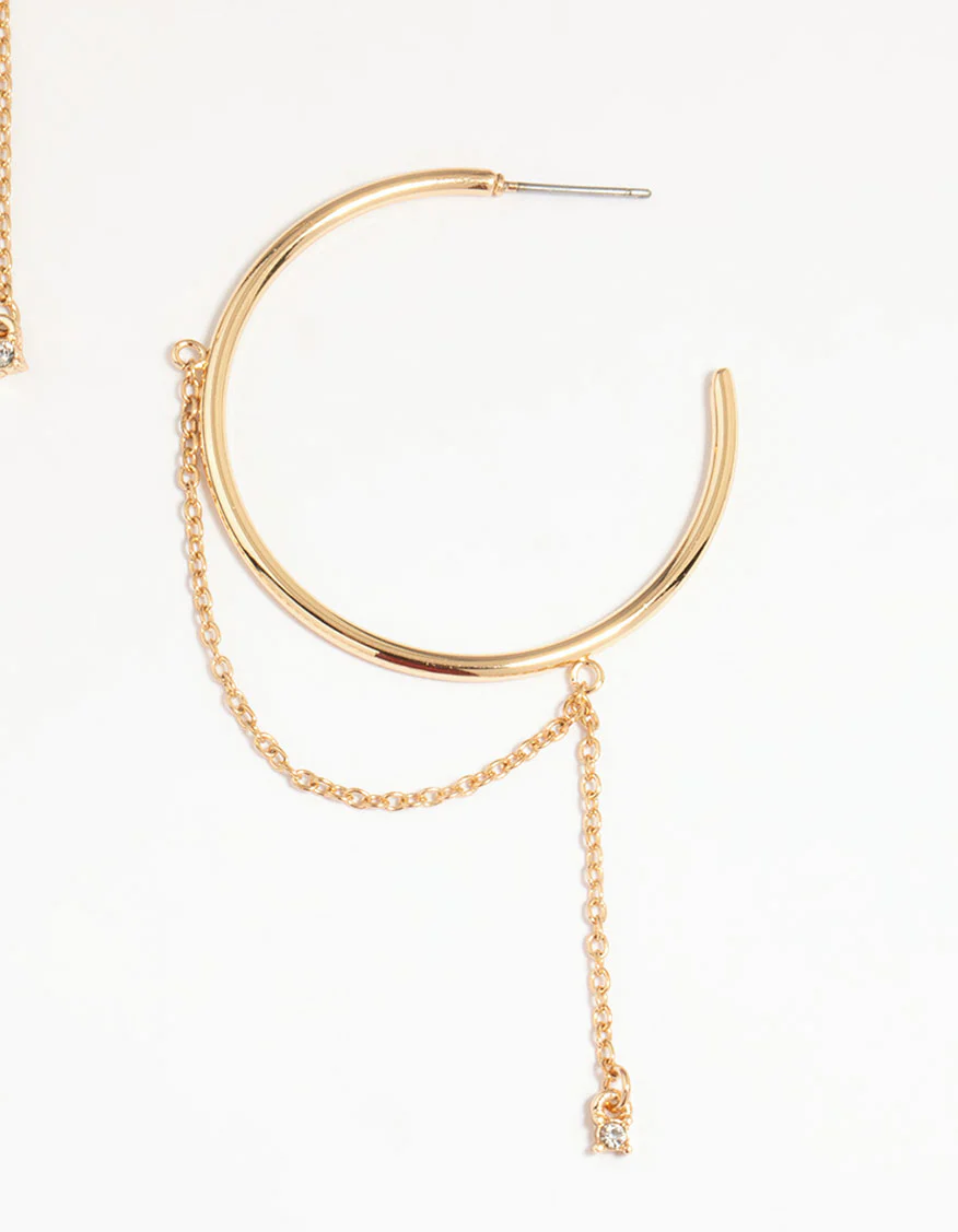 Gold Dainty Chain Hoop Earrings - Image 5