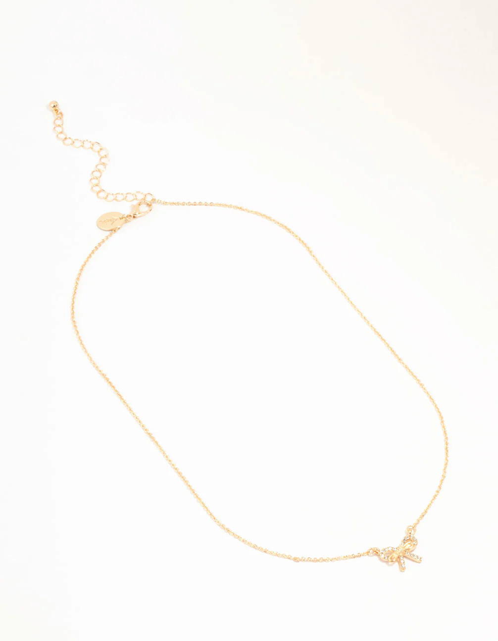 Gold Dainty Diamante Bow Necklace - Image 4