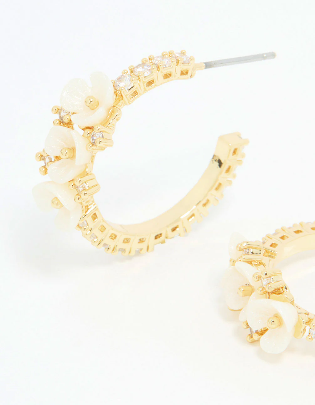 Gold Plated Dainty Floral Hoop Earrings - Image 4