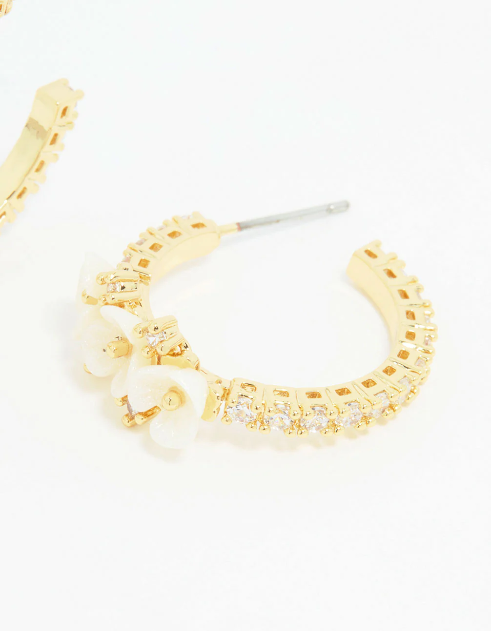 Gold Plated Dainty Floral Hoop Earrings - Image 5