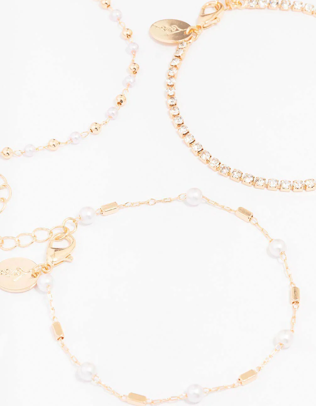 Gold Dainty Pearl Bracelet 4-Pack - Image 2