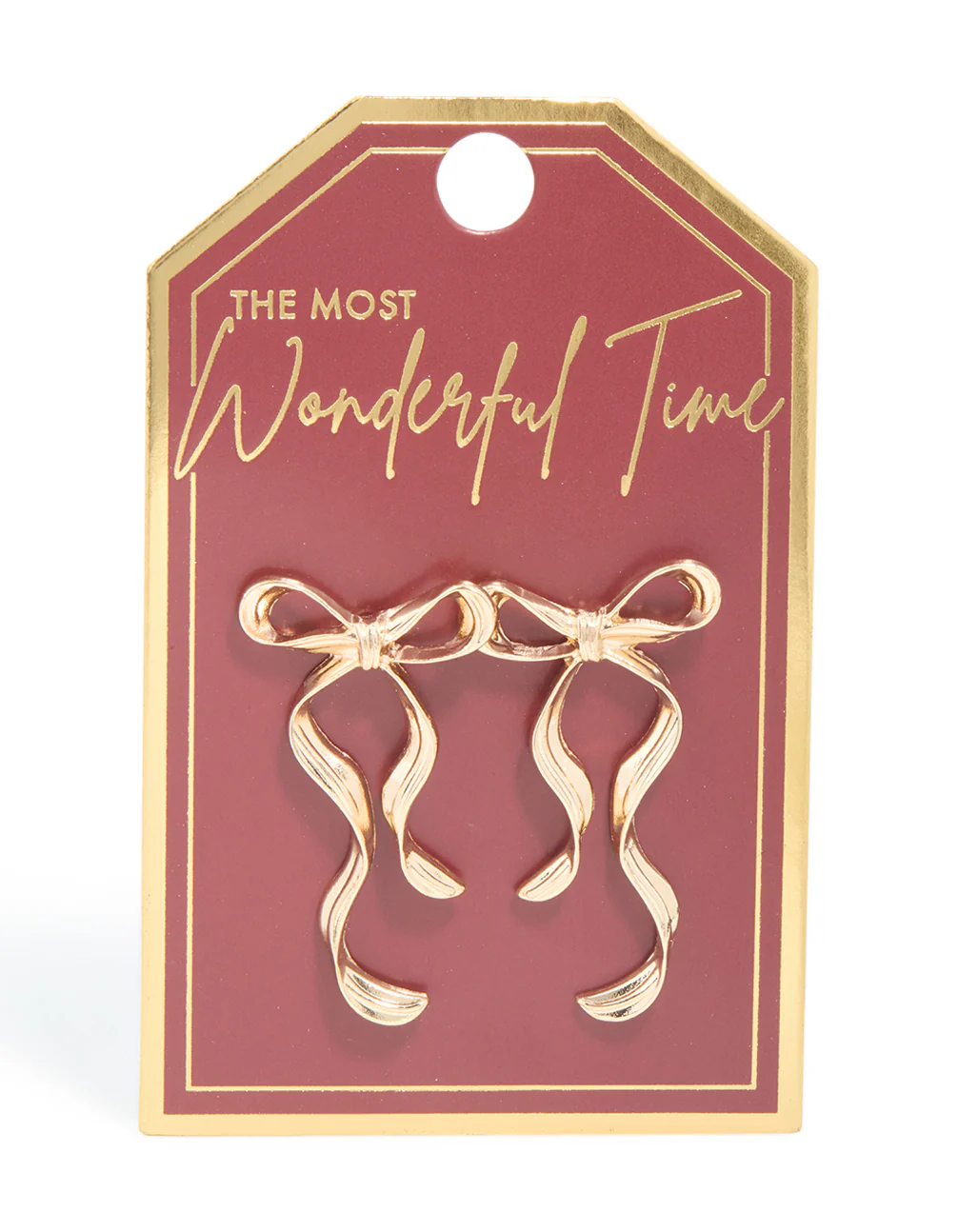 Gold Dangle Bow Stud Earrings - Image 3