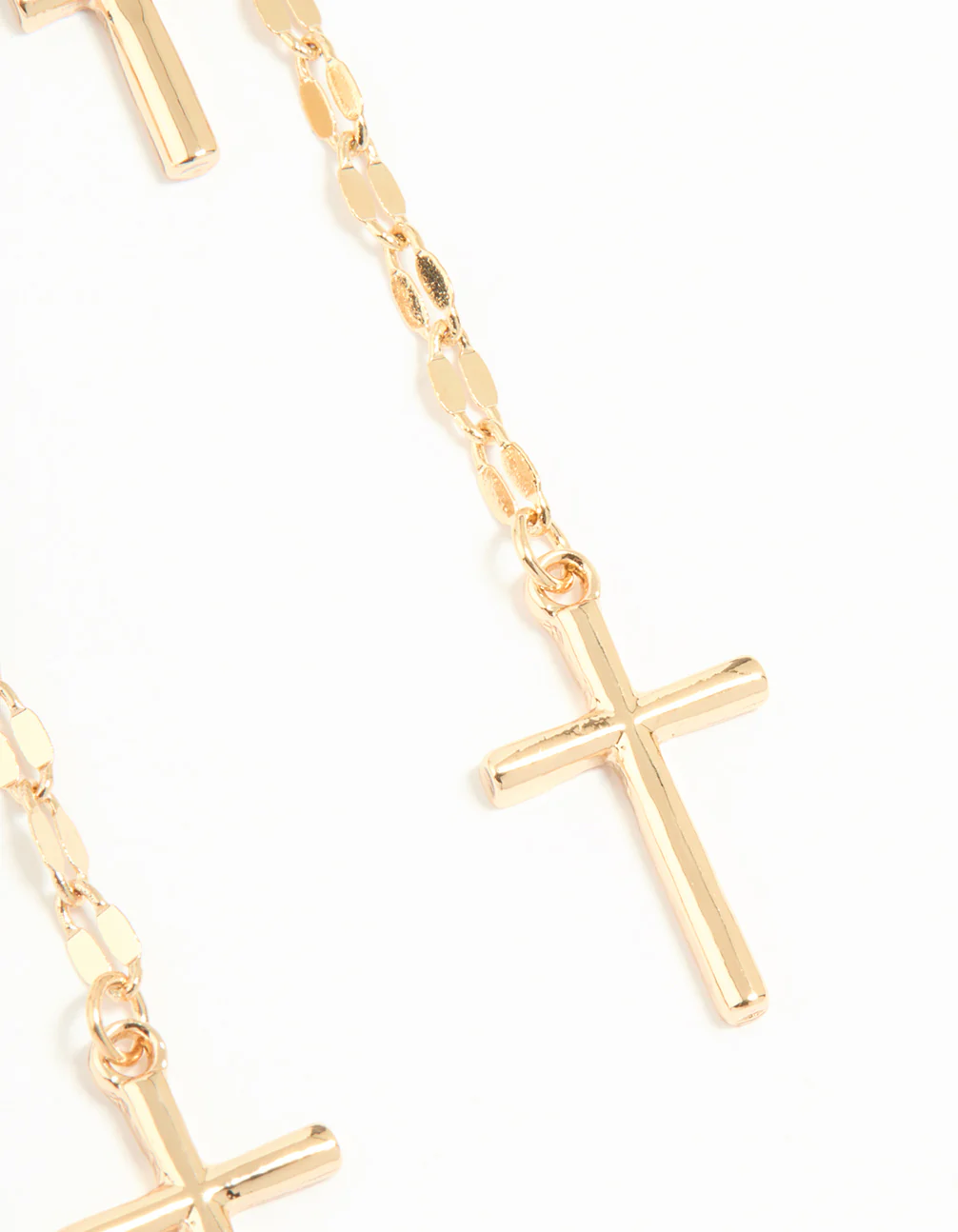 Gold Dangly Cross Drop Earrings - Image 5