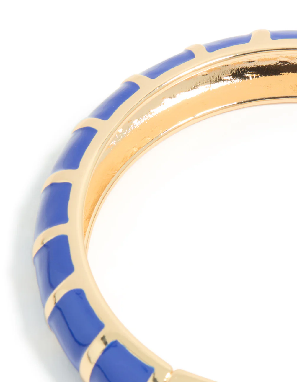 Gold Dark Blue Enamel Stripe Bangle - Image 4