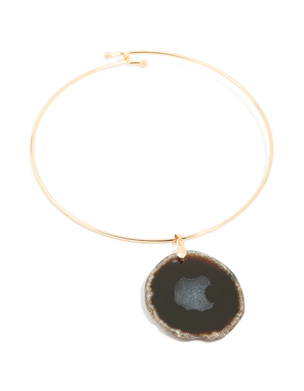 Gold Dark Brown Marbled Stone Torque Necklace - Image 4