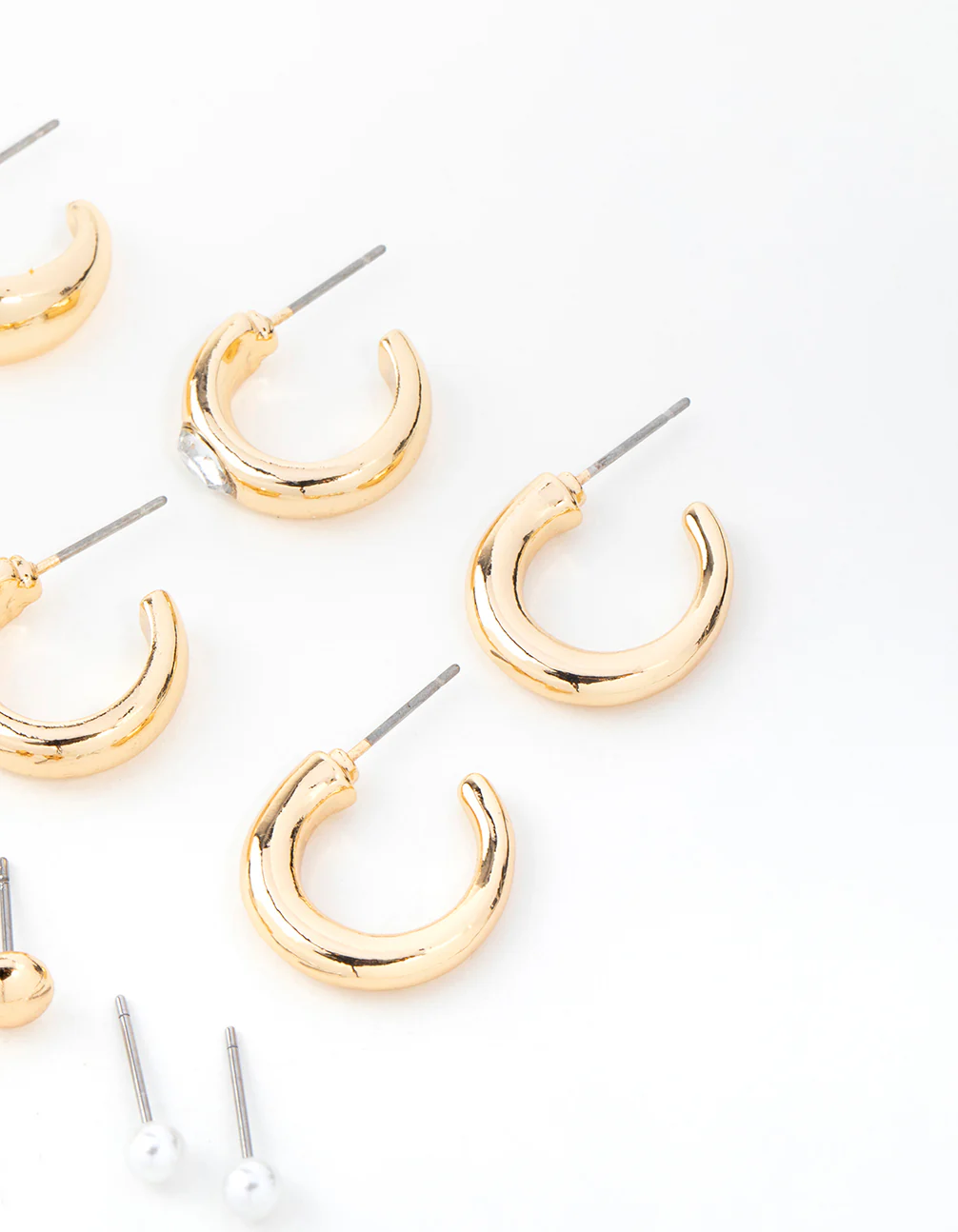 Gold Diamante Accent Hoop & Stud Earrings 6-Pack - Image 3