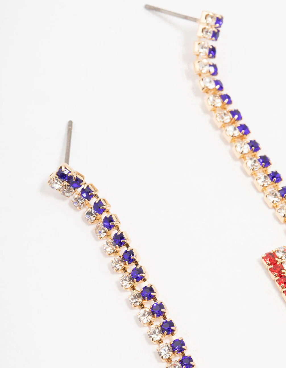 Gold Diamante American Flag Drop Earrings - Image 2