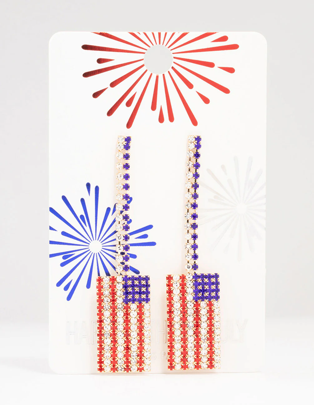 Gold Diamante American Flag Drop Earrings - Image 3