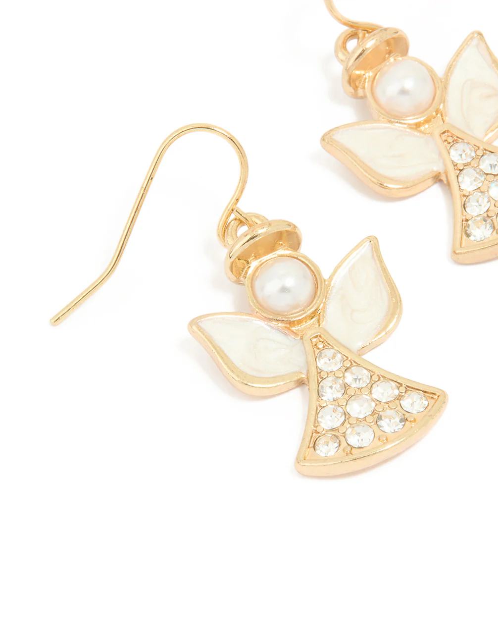 Gold Diamante Angel Drop Earrings - Image 2