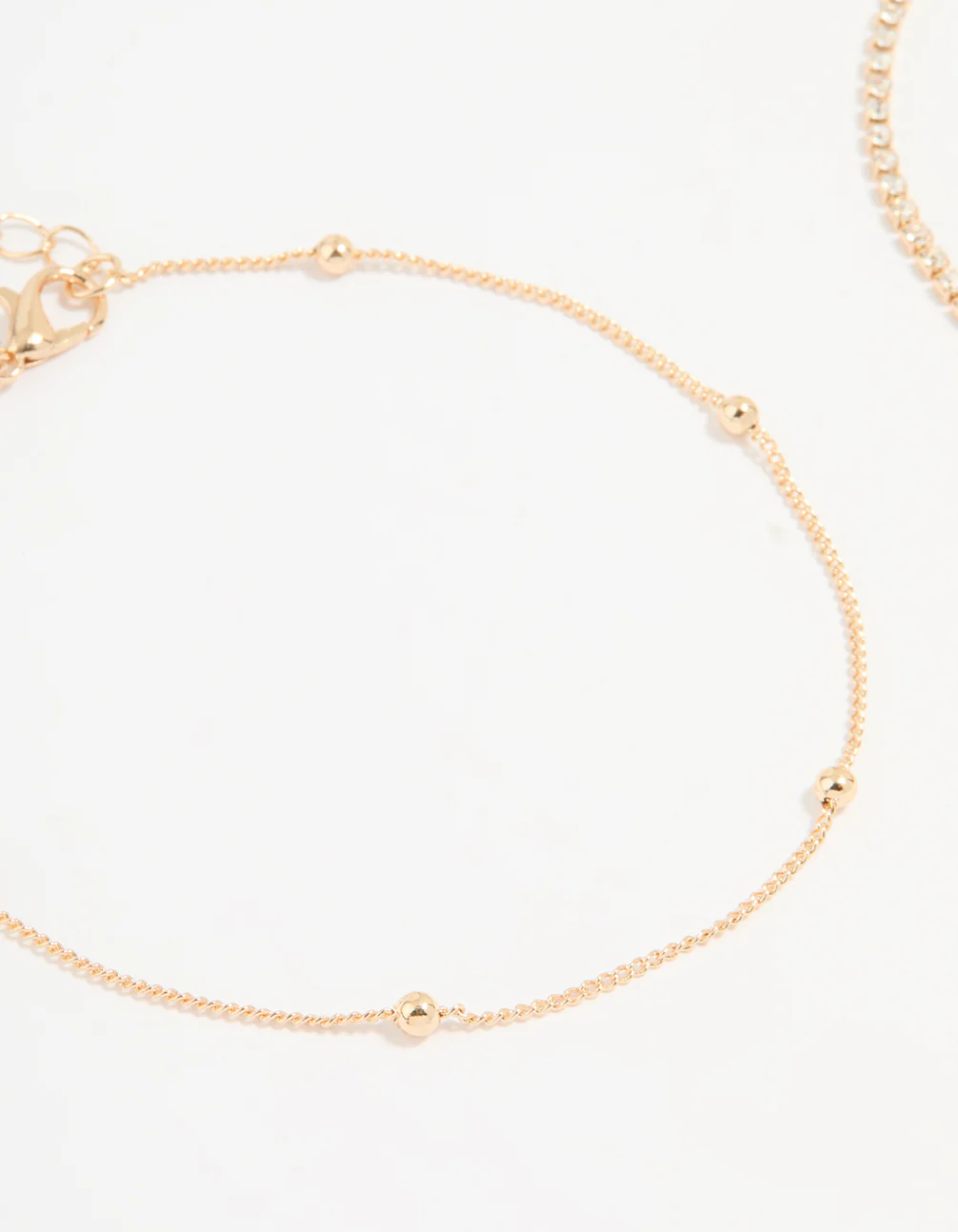 Gold Diamante & Ball Anklets 2-Pack - Image 2