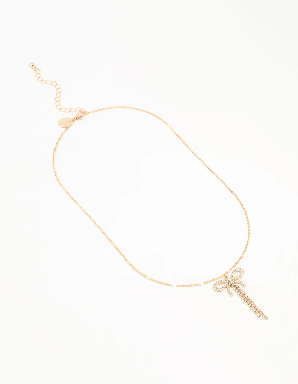 Gold Diamante Bow Drop Necklace - Image 4