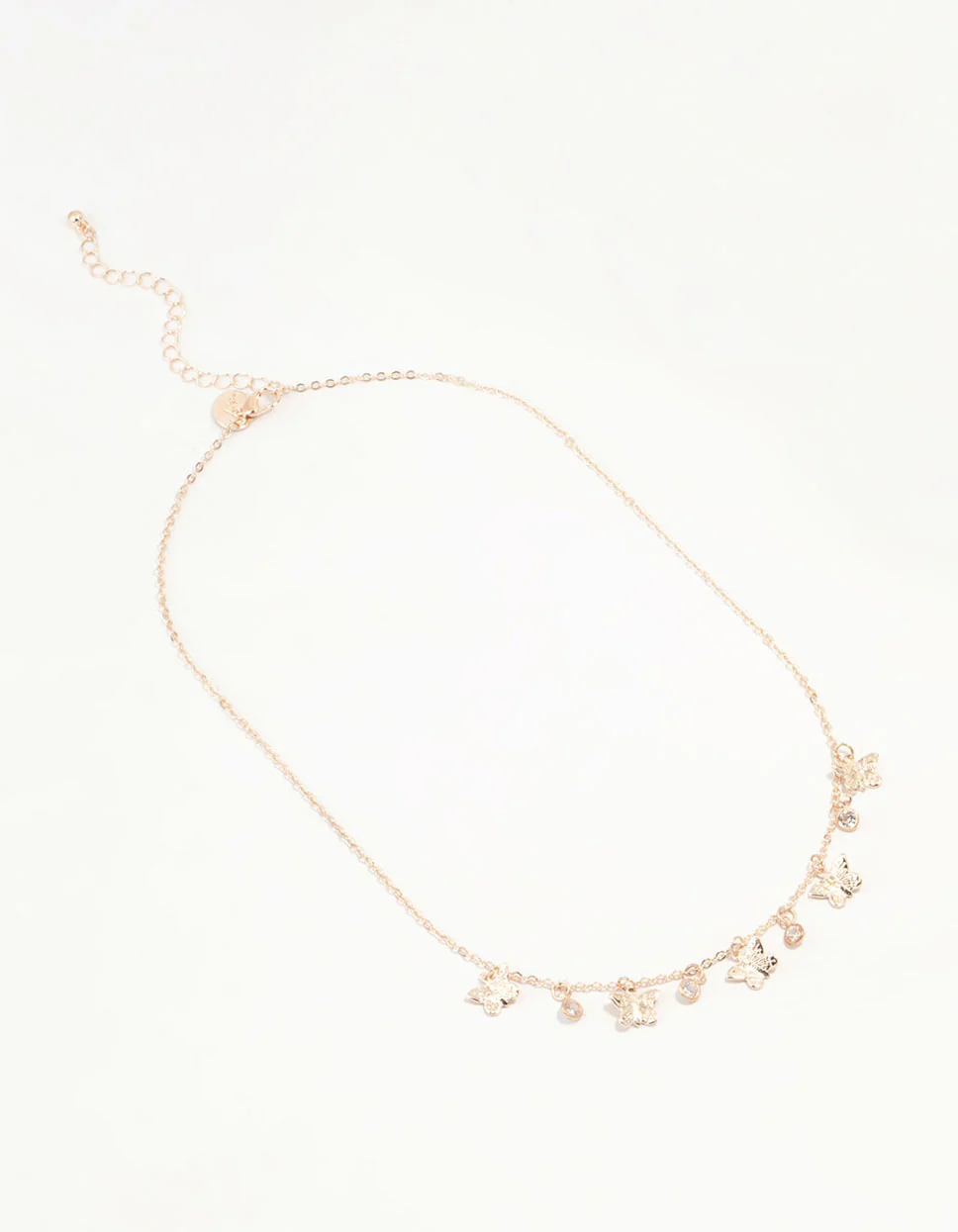 Gold Diamante Butterfly Drop Charm Necklace - Image 4