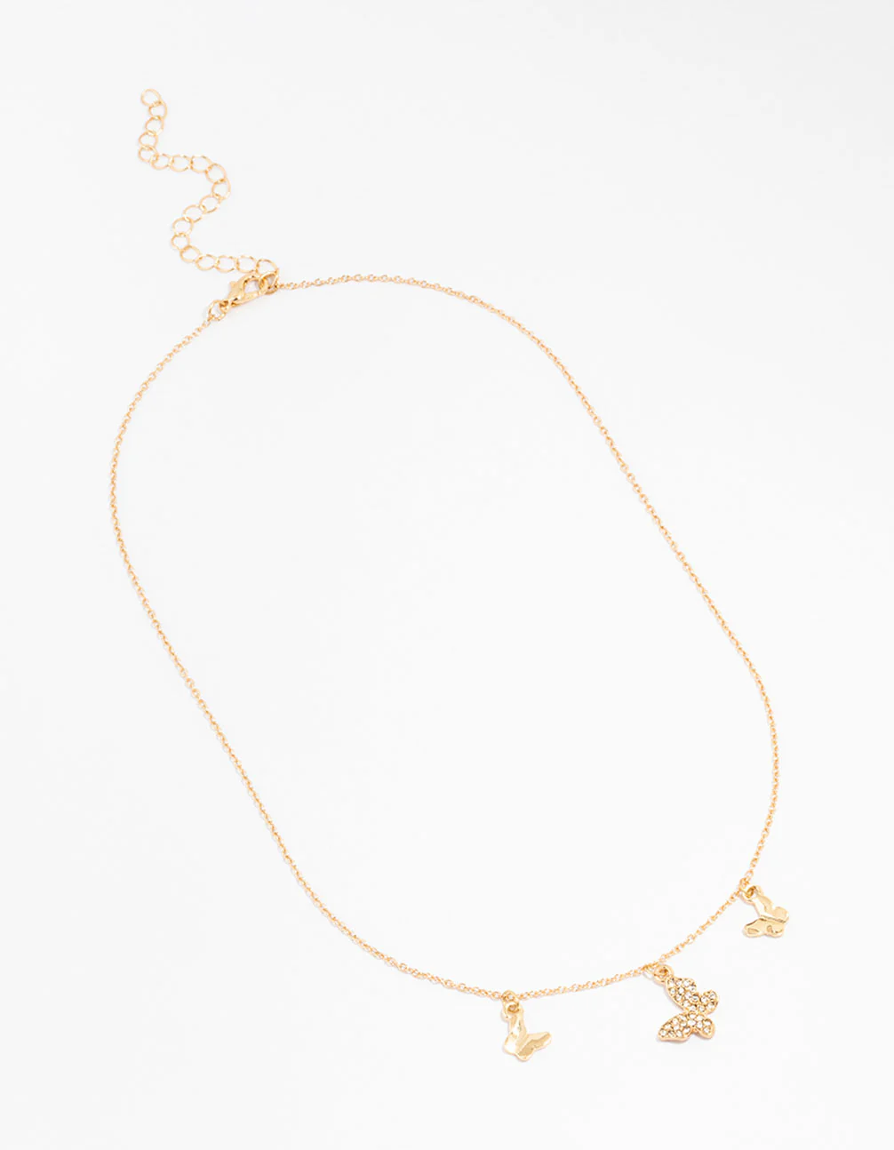 Gold Diamante Butterfly Droplet Necklace - Image 2