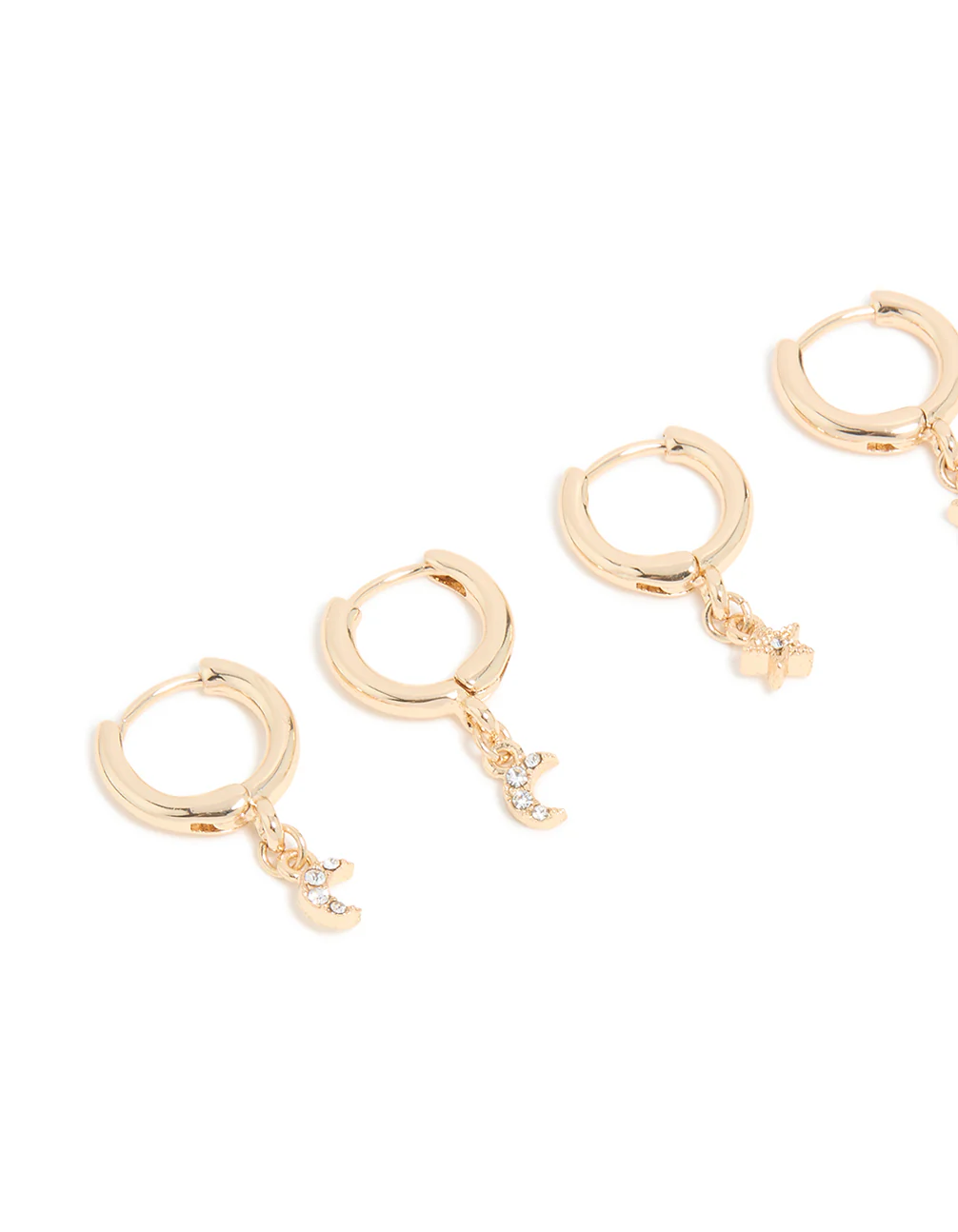 Gold Diamante Celestial Small Huggie Earrings 3-Pack - Image 4