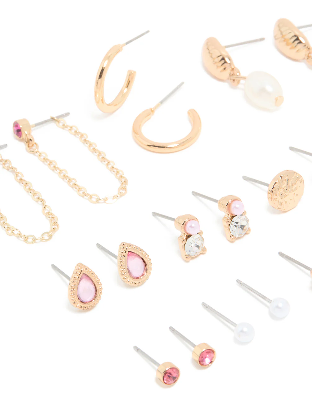 Gold Diamante & Chain Earrings 12-Pack - Image 2