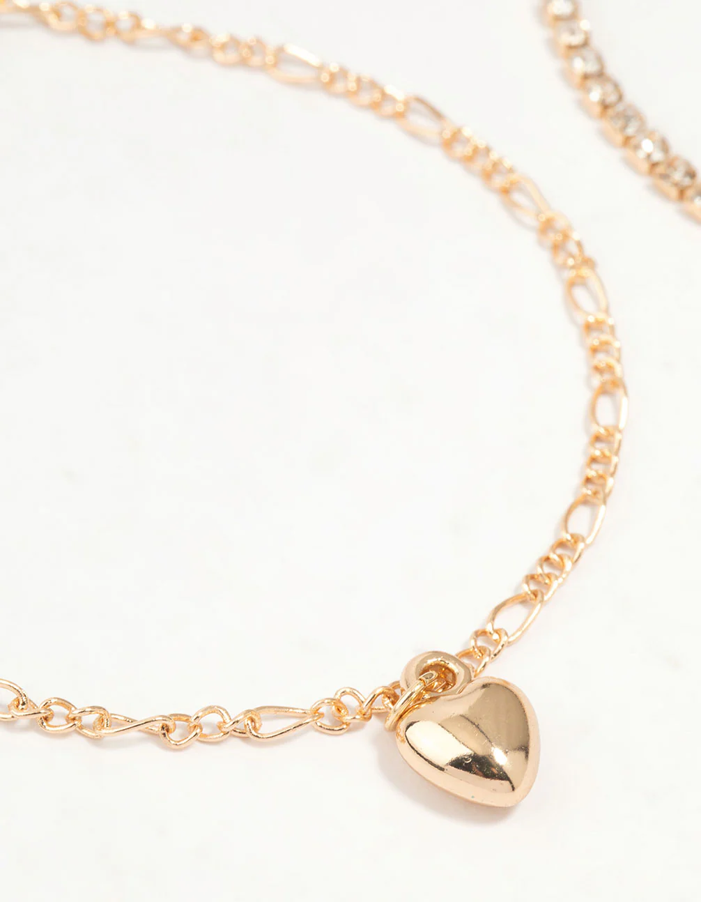 Gold Diamante Chain & Heart Bracelets 2-Pack - Image 2