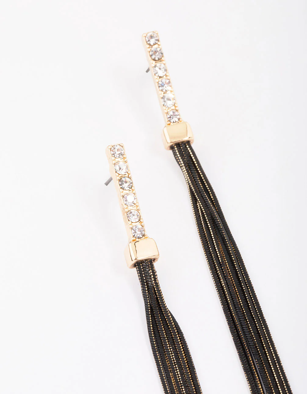 Gold Diamante Cup Chain Drop Earrings - Image 2
