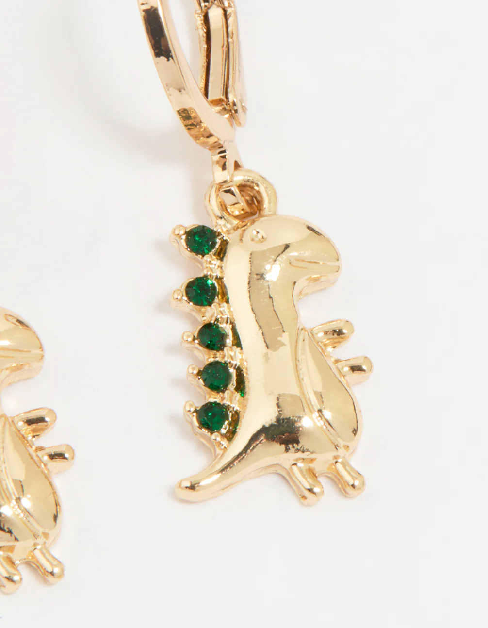 Gold Diamante Dinosaur Huggie Earrings - Image 3