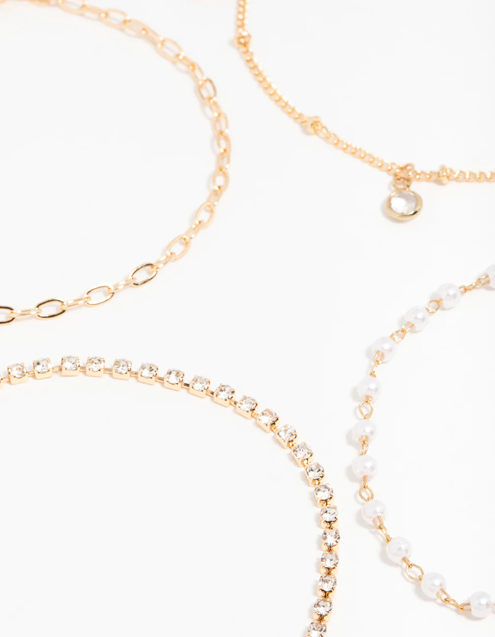 Gold Diamante Drop Bracelets 4-Pack - Image 2