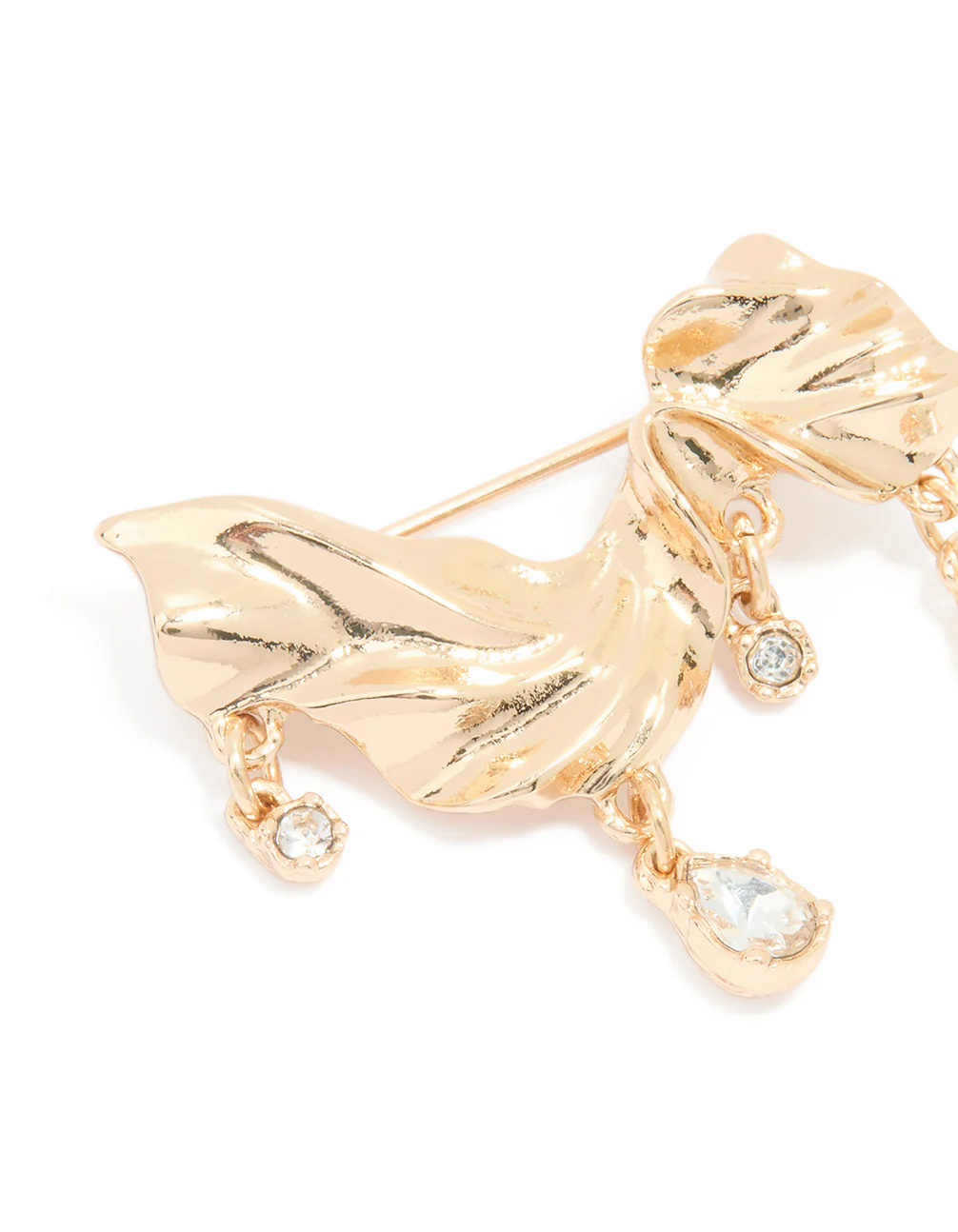 Gold Diamante Drop Molten Brooch - Image 2