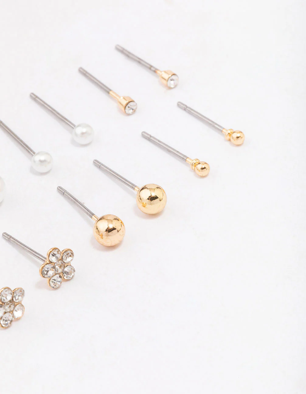 Gold Diamante Flower & Pearl Earring 8-Pack - Image 3