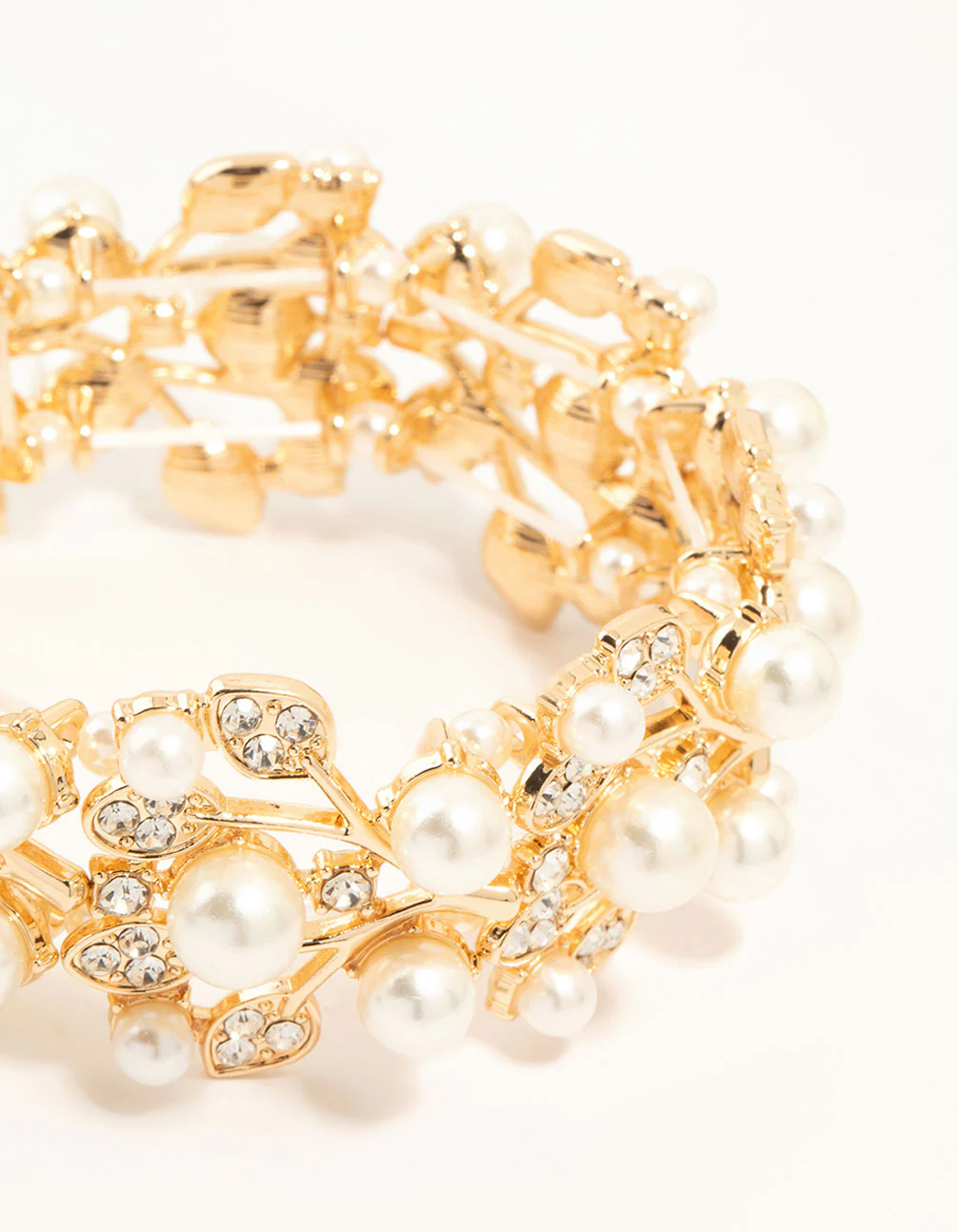 Gold Diamante Floral Stretch Bracelet - Image 2
