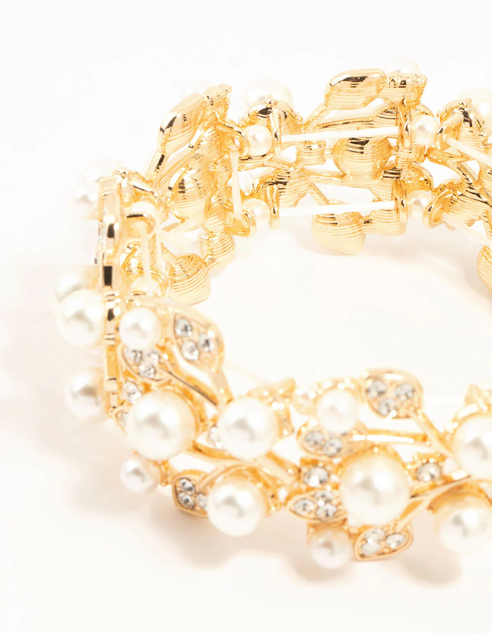 Gold Diamante Floral Stretch Bracelet - Image 3