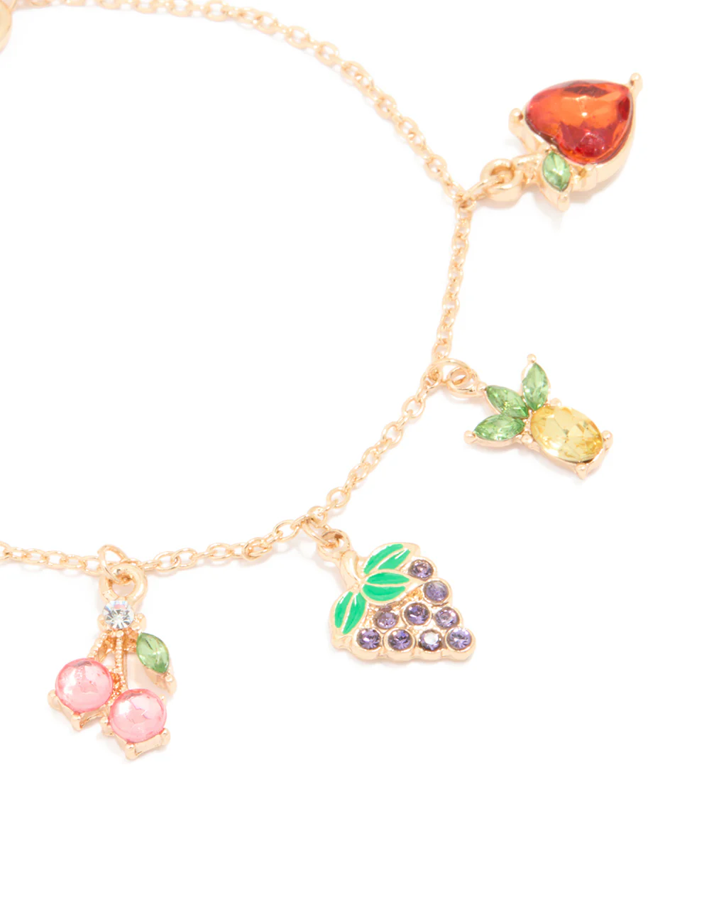 Gold Diamante Fruit Charm Bracelet - Image 2