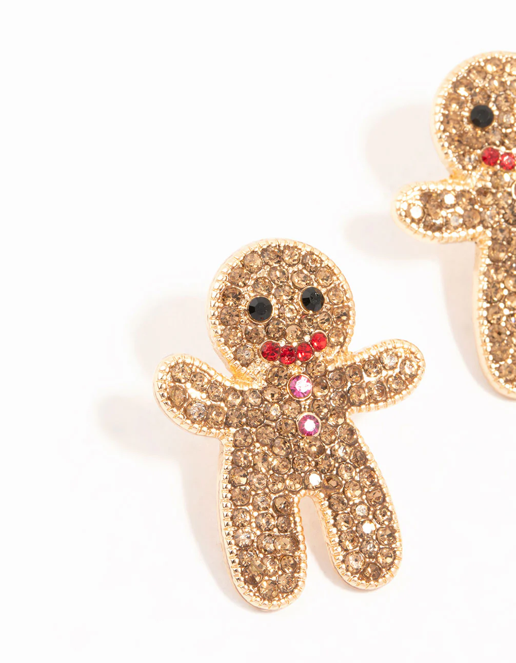 Gold Diamante Gingerbread Men Earrings - Image 2
