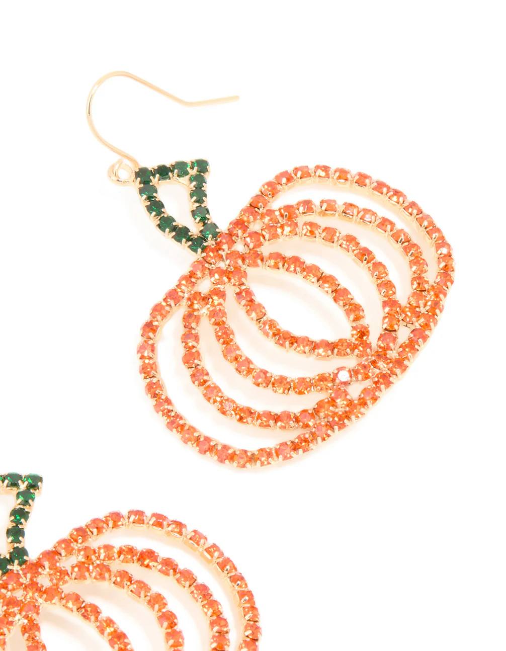Gold Diamante Glam Pumpkin Drop Earrings - Image 2