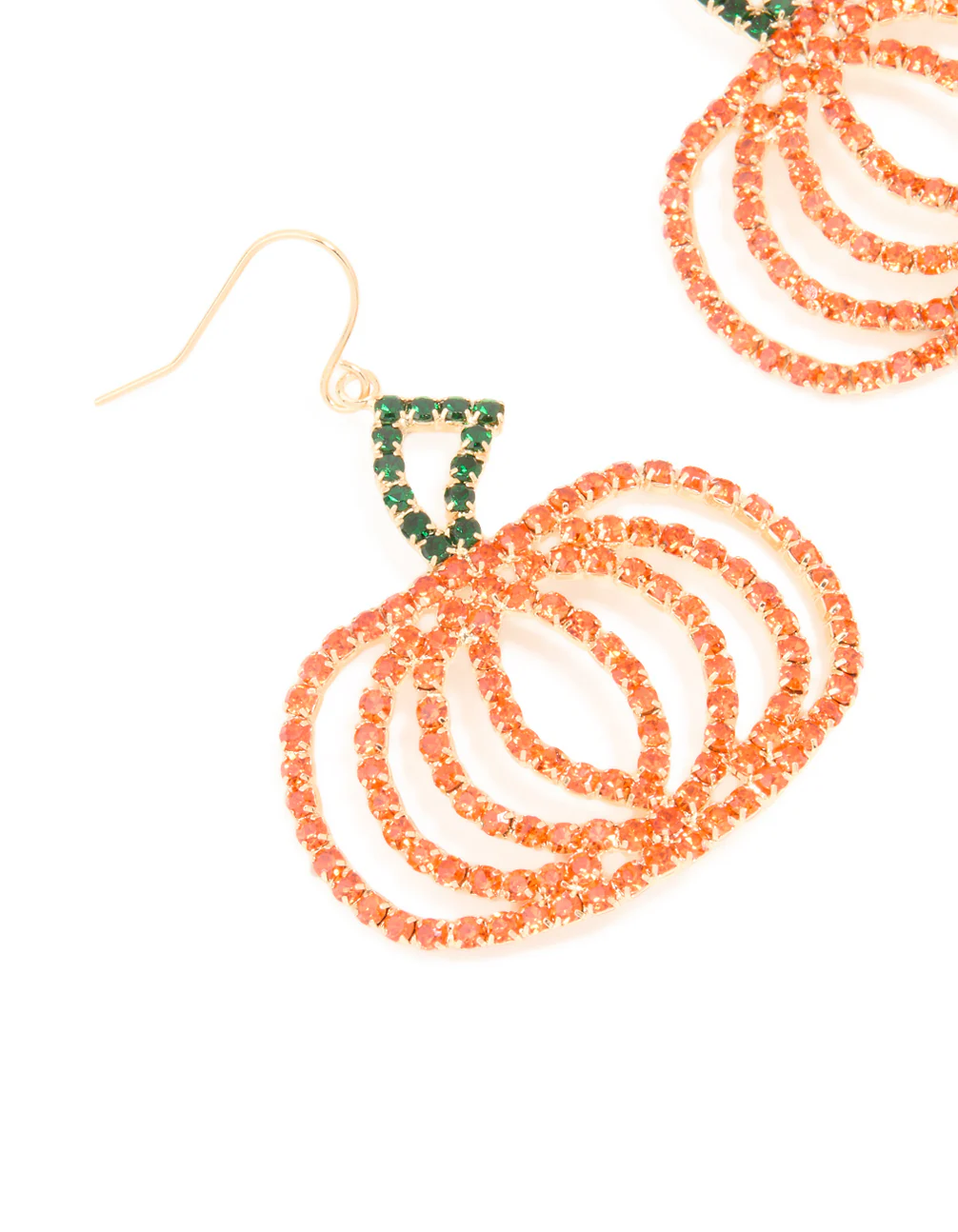 Gold Diamante Glam Pumpkin Drop Earrings - Image 3