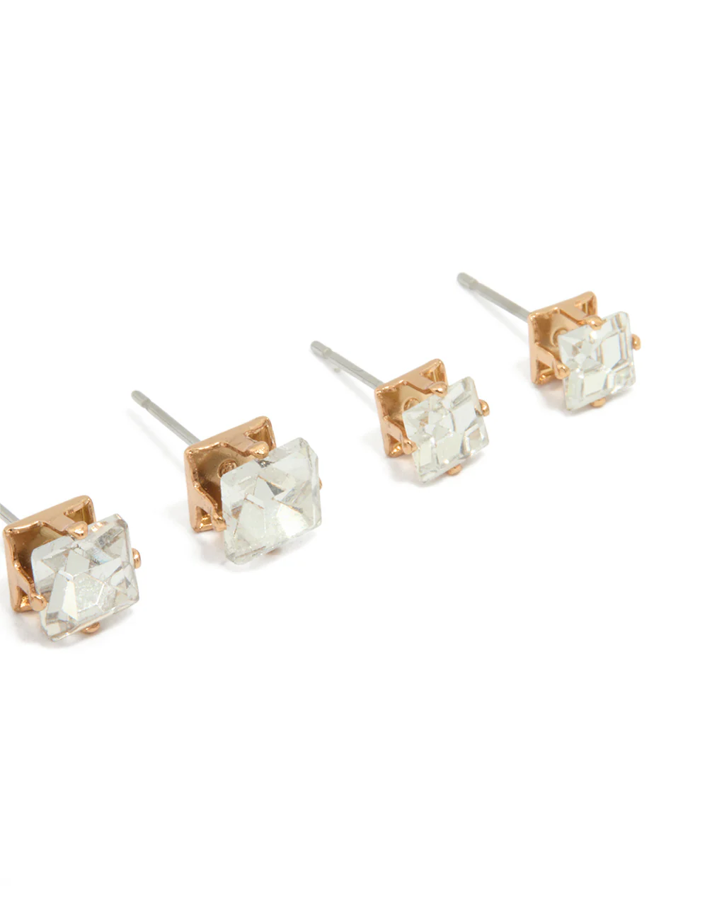 Gold Diamante Graduating Stud Earrings 3-Pack - Image 2