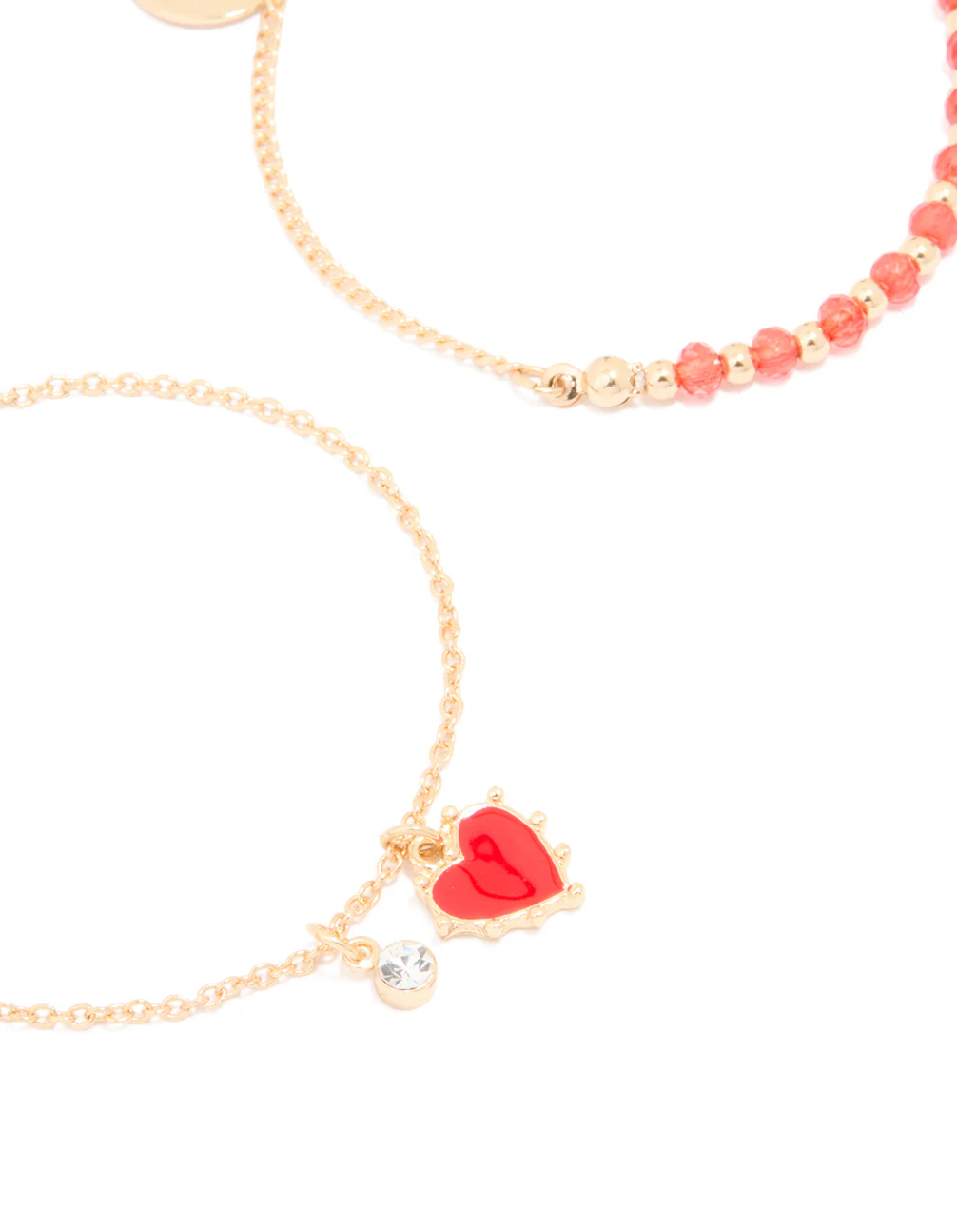 Gold Diamante Heart Charm Bracelets 2-Pack - Image 2