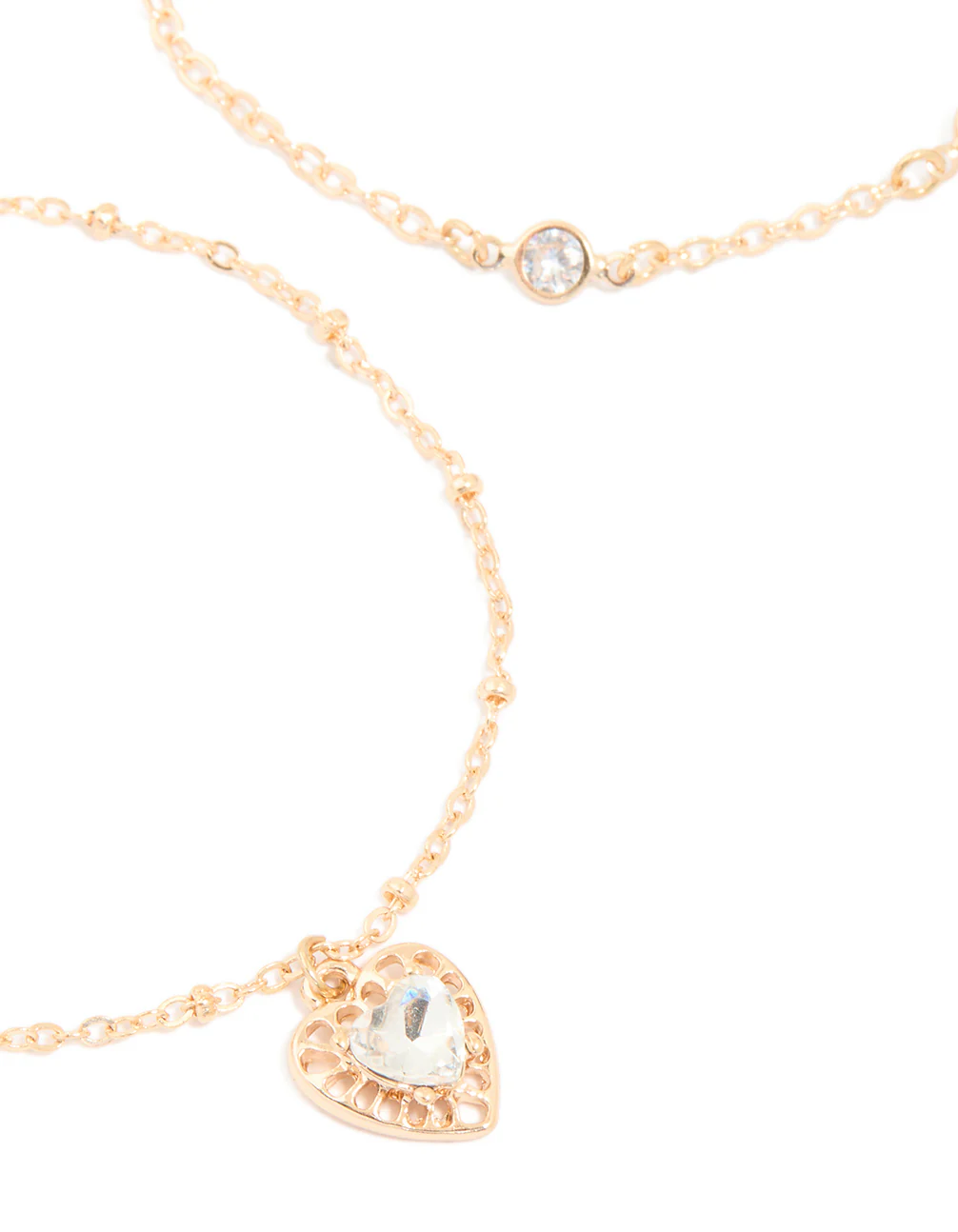 Gold Diamante Heart & Circle Charm Bracelets 2-Pack - Image 2